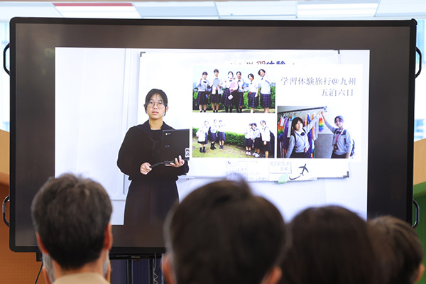 田園調布学園のH・Kさんは、学習体験旅行で訪れた長崎で、被爆された方や現地高校生の平和大使から聴いた話などを動画で発表しました。